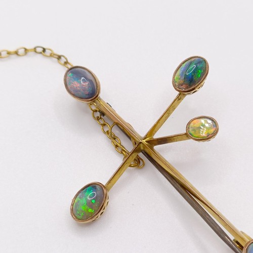 78 - A 9ct gold and opal cross pendant