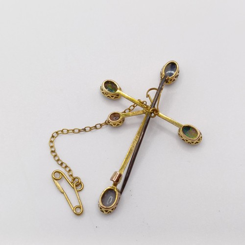 78 - A 9ct gold and opal cross pendant