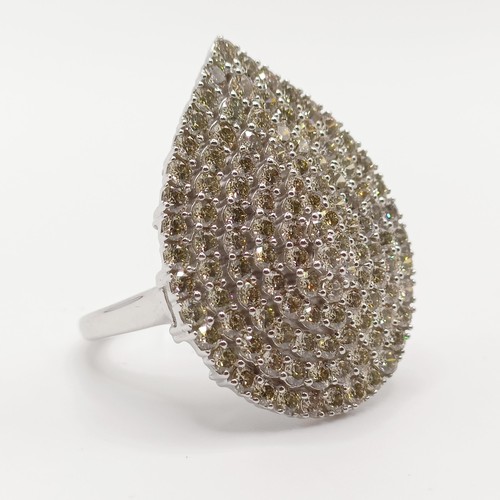 115 - A large 9ct white gold, pear-shaped diamond cocktail ring, RBC diamonds 3.15ct