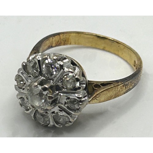 167 - An 18ct gold and diamond cluster ring, ring size K