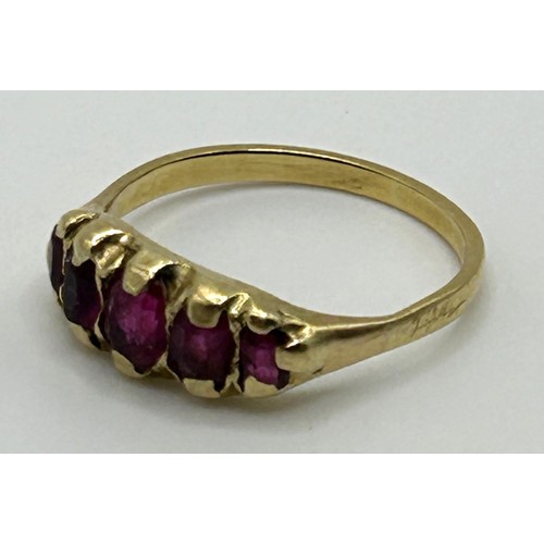 190 - A ruby five stone ring, ring size P