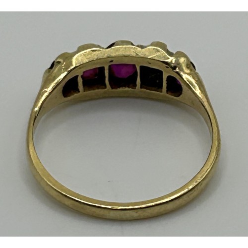 190 - A ruby five stone ring, ring size P