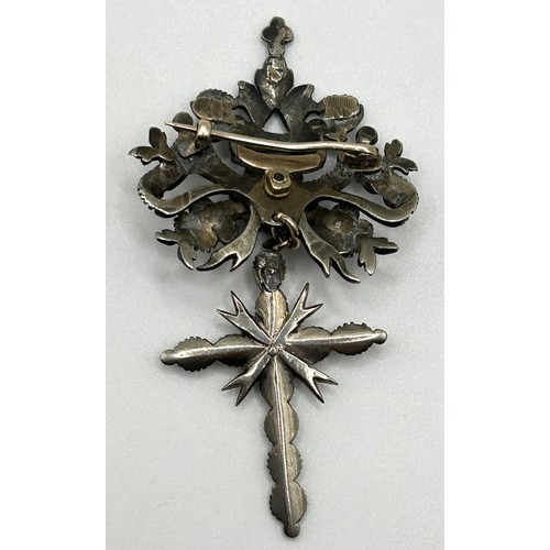 219 - A Victorian rose cut diamond pendant, with a cross below