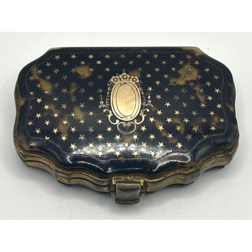 222 - A late 19th/early 20th century tortoiseshell and gilt metal purse