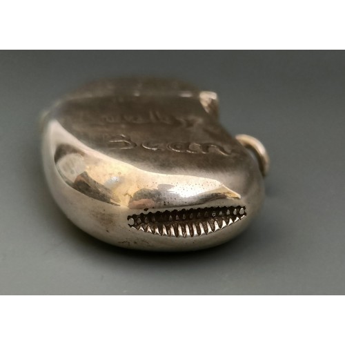 365 - A late Victorian silver novelty vesta, in the form of a bean, with motto Lucky Bean, Chester 1901, 1... 