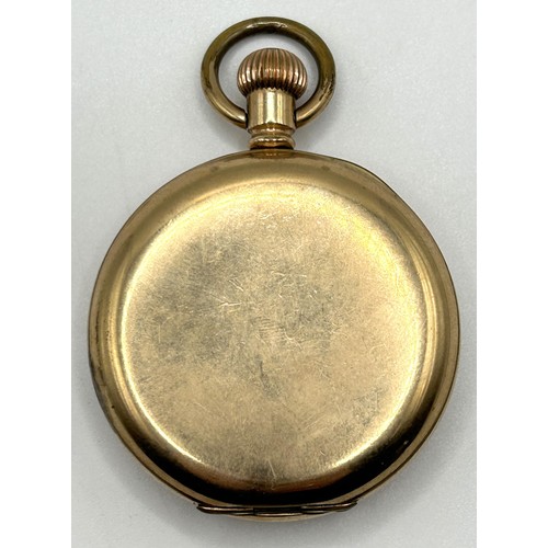 312 - A gold plated half hunter pocket watch, cased