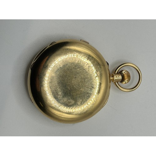 313 - An 18ct gold half hunter chronograph pocket watch, cased