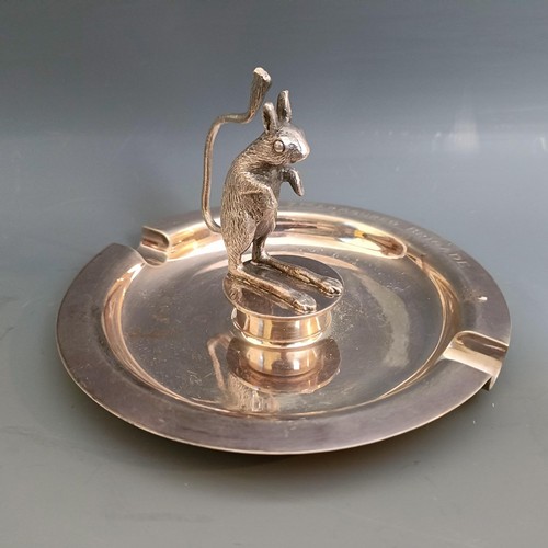 382 - An Australian silver novelty ashtray, decorated with cast spring hare