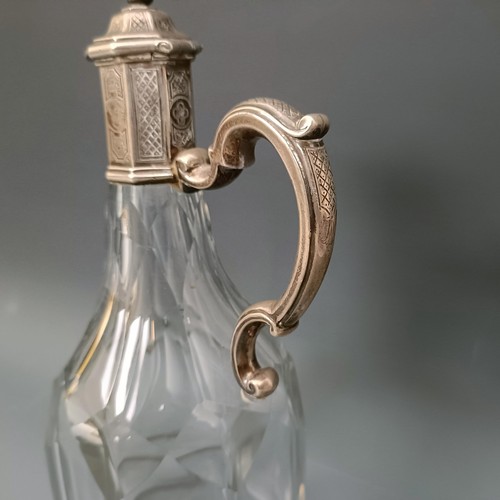 396 - A silver mounted and cut glass vinaigrette , by Paul de Lamerie, 20 cm high