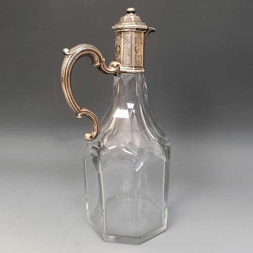 396 - A silver mounted and cut glass vinaigrette , by Paul de Lamerie, 20 cm high