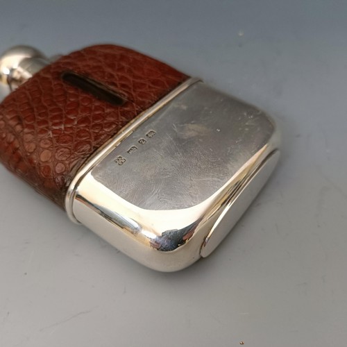 407 - A George V silver glass and leather hip flask, Birmingham 1924