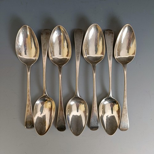 436 - A George III silver Old English pattern dessertspoon and six others similar, various dates and marks... 