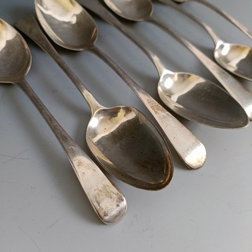 436 - A George III silver Old English pattern dessertspoon and six others similar, various dates and marks... 