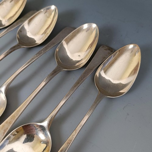 436 - A George III silver Old English pattern dessertspoon and six others similar, various dates and marks... 