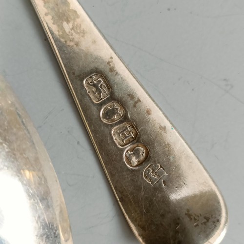 436 - A George III silver Old English pattern dessertspoon and six others similar, various dates and marks... 