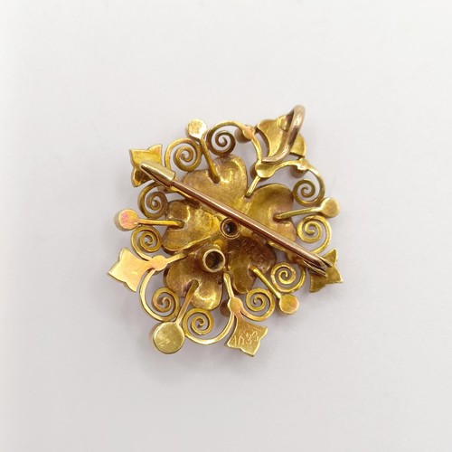 16 - ***Withdrawn*** An 18ct gold, diamond and seed pearl brooch