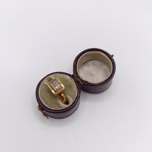 24 - A 19th century memorial ring, inset with a lock of hair, in a vintage jewellery box