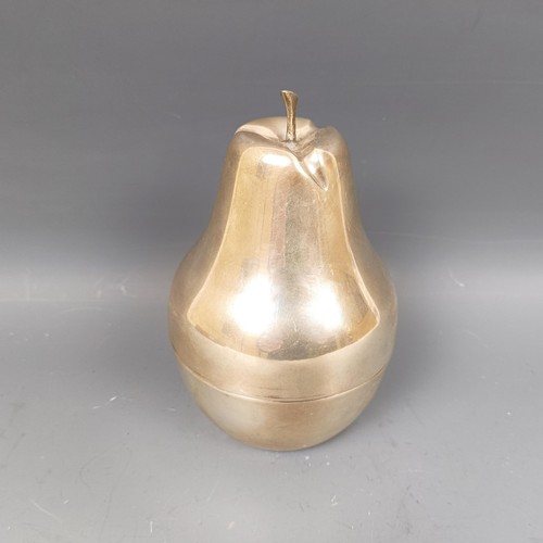 572 - A Continental silver coloured metal tea caddy, in the form of a pear, 225 g