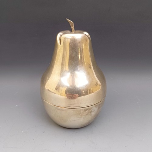 572 - A Continental silver coloured metal tea caddy, in the form of a pear, 225 g