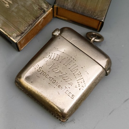 A George V silver ring box, Birmingham 1914, a pill box, three matchbox ...