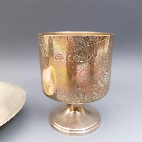 578 - An Elizabeth II silver pin tray, a goblet, and a bowl, various dates and marks, 8.2 ozt