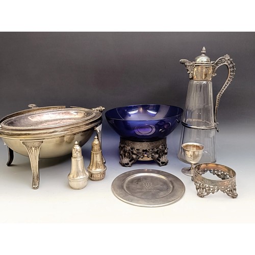 579 - A silver plated oval breakfast tray, and assorted silver plate (box)