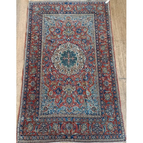 957 - A c.1890 Persian handmade Isfahan (Ahmad) carpet, 243 x 150 cm