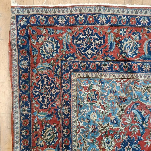 957 - A c.1890 Persian handmade Isfahan (Ahmad) carpet, 243 x 150 cm