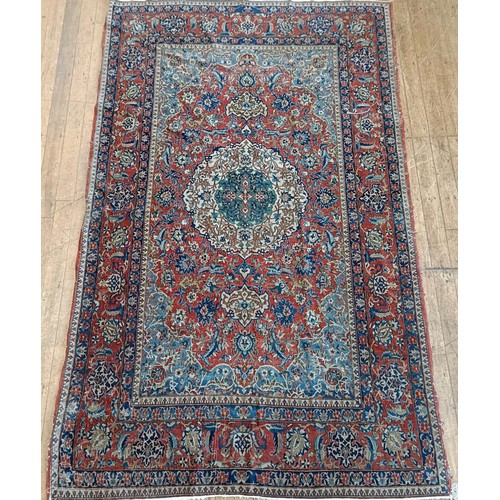 957 - A c.1890 Persian handmade Isfahan (Ahmad) carpet, 243 x 150 cm