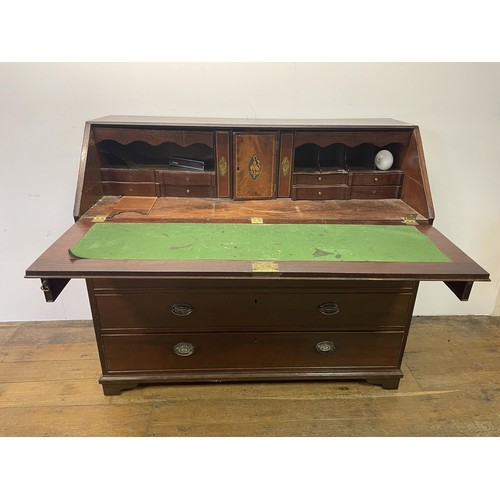 856 - A 19th century mahogany bureau, 120 cm wide