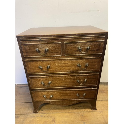 893 - A 19th century mahogany washstand, 43 cm wide, another, a mahogany chest, 61 cm wide, a mirror, 80 x... 