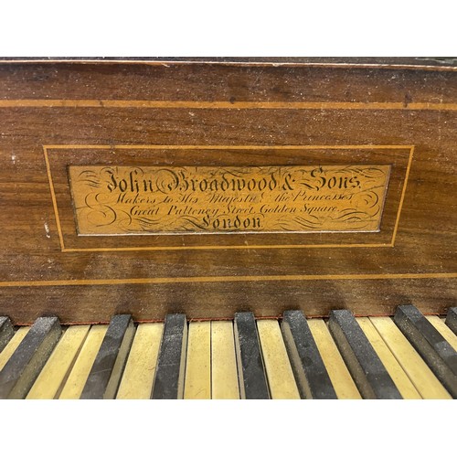 894 - A 19th century mahogany John Broadwood & Sons box piano, in need of extensive restoration, 170 cm, I... 