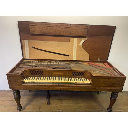 894 - A 19th century mahogany John Broadwood & Sons box piano, in need of extensive restoration, 170 cm, I... 