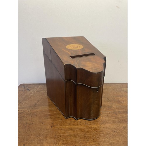 880 - A 19th century mahogany knife box, inlaid with a shell, converted to a letterbox, 24 cm wide