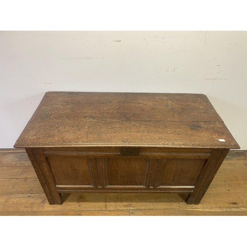 878 - An oak coffer, 118 cm wide