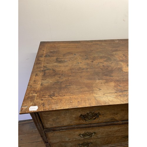 870 - A 19th century walnut chest, having six drawers, 113 cm wide