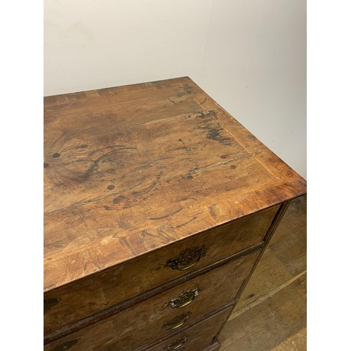 870 - A 19th century walnut chest, having six drawers, 113 cm wide