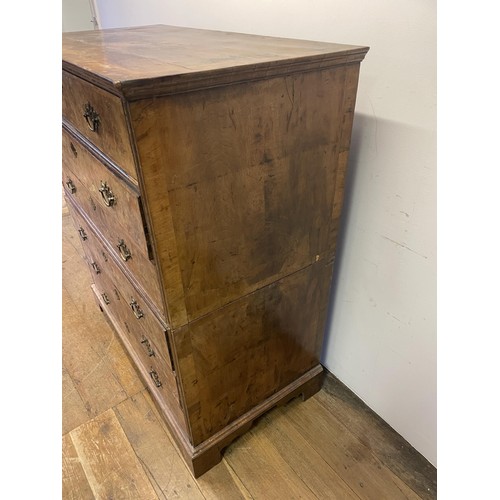 870 - A 19th century walnut chest, having six drawers, 113 cm wide