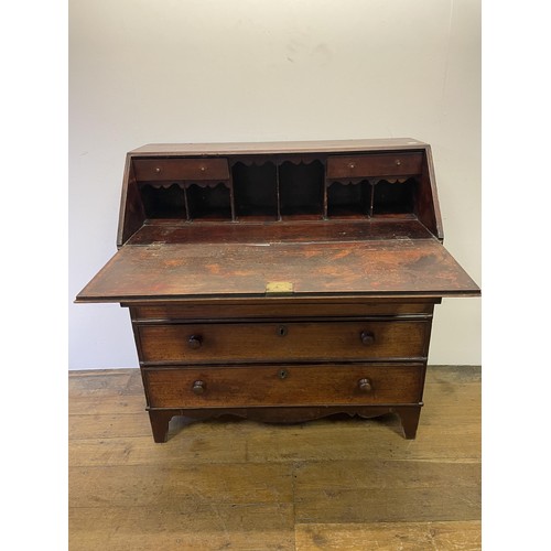 842 - A 19th century mahogany bureau, 102 cm wide