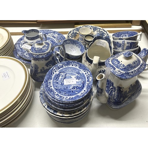 736 - A Minton part dinner service, crested, and assorted blue and white china (qty)