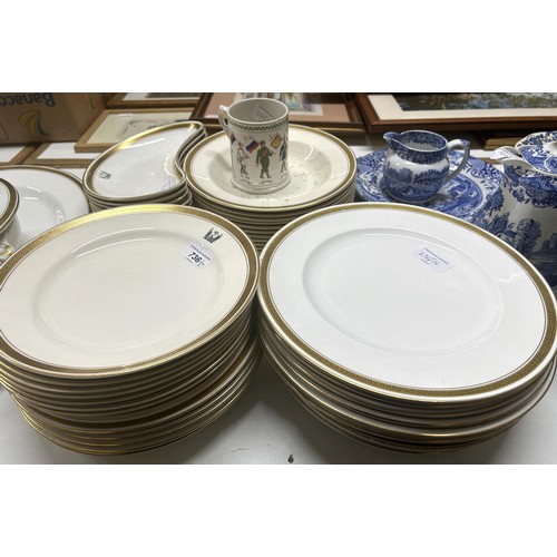 736 - A Minton part dinner service, crested, and assorted blue and white china (qty)