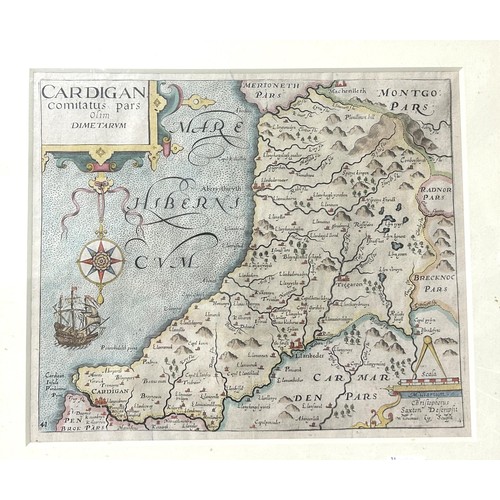 770 - An 18th century tinted map of Staffordshire, a similar map of Herefordia, and another of Cardigan (3... 