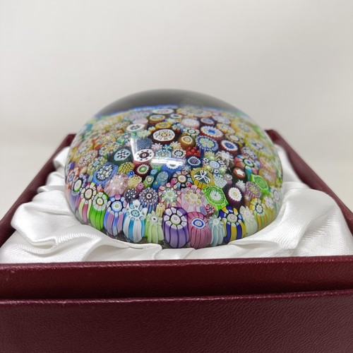 791 - A Perthshire glass millefiori paperweight, 7 cm diameter, boxed