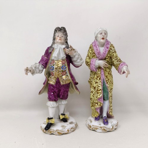 793 - A Dresden figure of a doctor, 18 cm high, and his patient, 17 cm high (2)