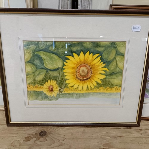 817 - A still life of sunflowers, 26 x 36 cm, and assorted pictures (qty)