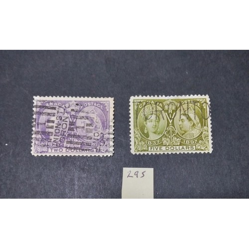 295 - Canada, 1897, $2 and $5, used $5 has good postmark, cat £1,200