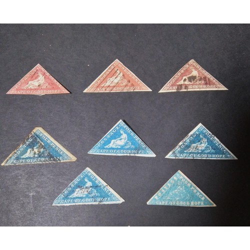 298 - Cape of Good Hope, early selection of triangle, some good margins, inc 1861 pale bright blue, laid p... 