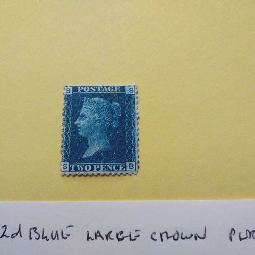 22 - An 1854 2d blue large crown per 14, unused