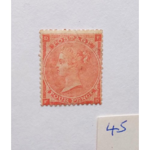 45 - An 1862 4d pale red, unused, cat £2,000