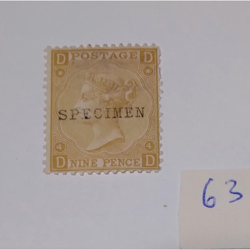 63 - An 1867 9d straw specimen